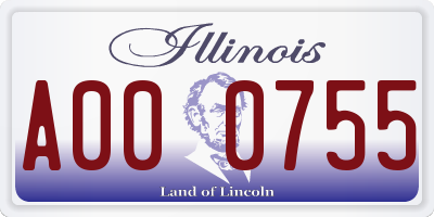 IL license plate A000755