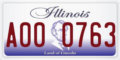 IL license plate A000763