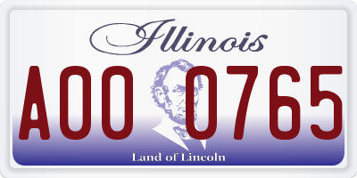 IL license plate A000765