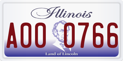 IL license plate A000766