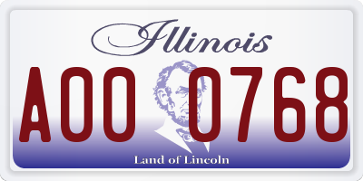 IL license plate A000768