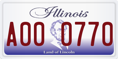 IL license plate A000770