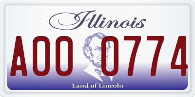 IL license plate A000774