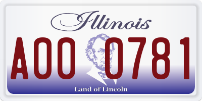 IL license plate A000781