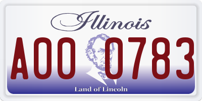 IL license plate A000783