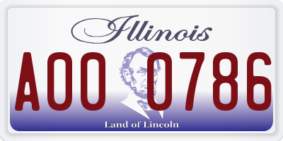 IL license plate A000786