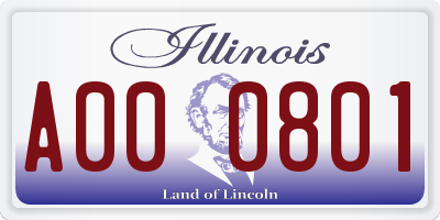 IL license plate A000801