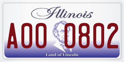 IL license plate A000802