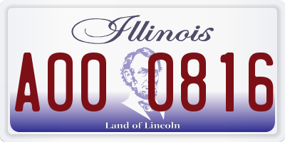 IL license plate A000816