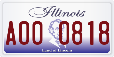 IL license plate A000818