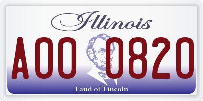 IL license plate A000820