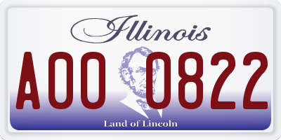 IL license plate A000822