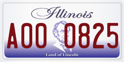 IL license plate A000825