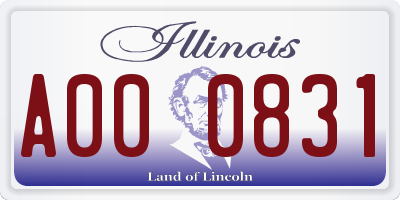 IL license plate A000831