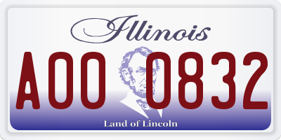 IL license plate A000832