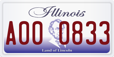 IL license plate A000833