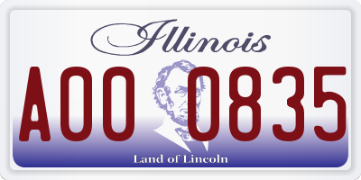 IL license plate A000835