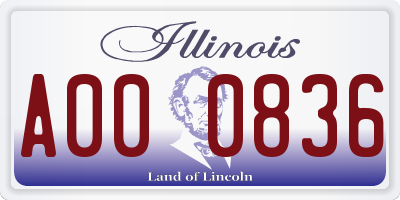 IL license plate A000836