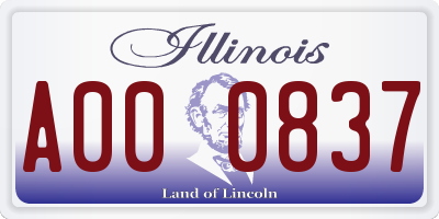 IL license plate A000837