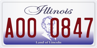 IL license plate A000847