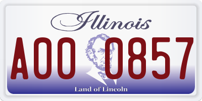 IL license plate A000857