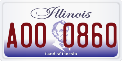 IL license plate A000860
