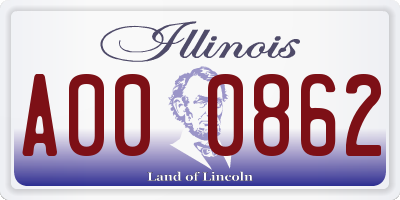 IL license plate A000862