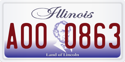 IL license plate A000863