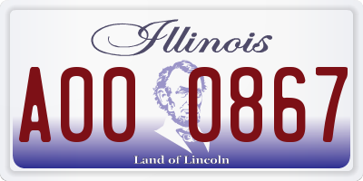 IL license plate A000867