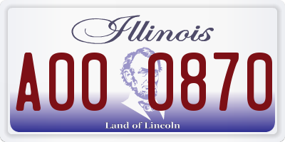 IL license plate A000870