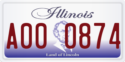 IL license plate A000874