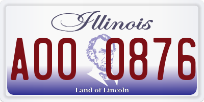 IL license plate A000876