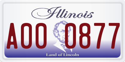 IL license plate A000877