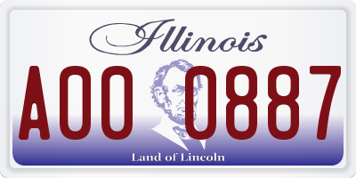 IL license plate A000887