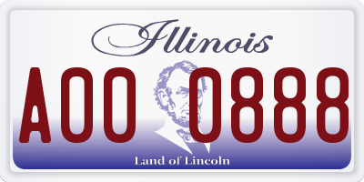 IL license plate A000888