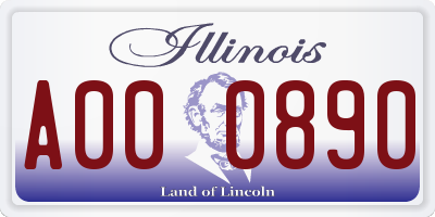 IL license plate A000890