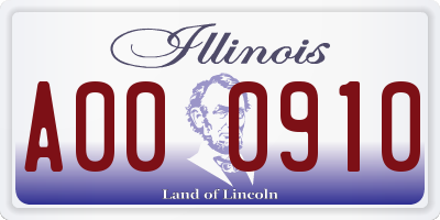 IL license plate A000910