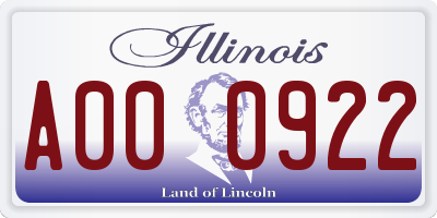 IL license plate A000922