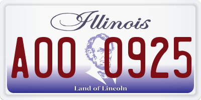 IL license plate A000925