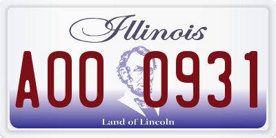 IL license plate A000931