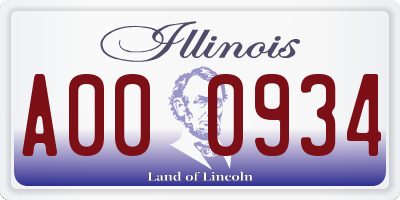 IL license plate A000934