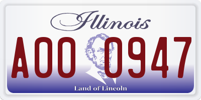 IL license plate A000947