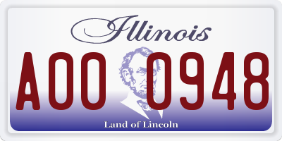 IL license plate A000948