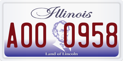 IL license plate A000958