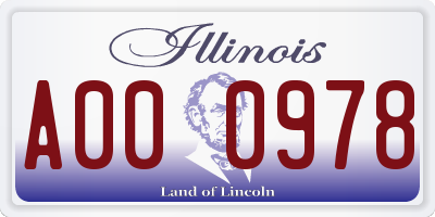 IL license plate A000978