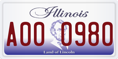 IL license plate A000980