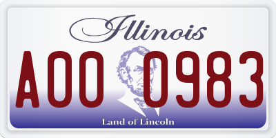 IL license plate A000983