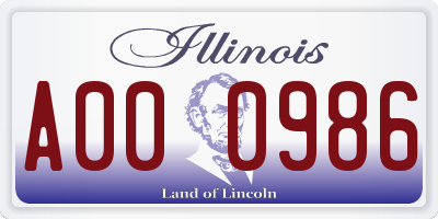 IL license plate A000986