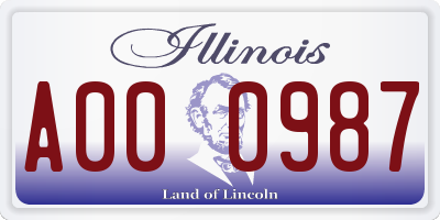 IL license plate A000987