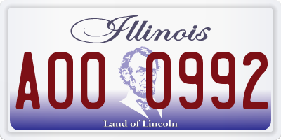 IL license plate A000992